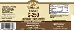 Label for Chewable C-250 (Ascorbic Acid & Sodium Ascorbate) Orange Flavored