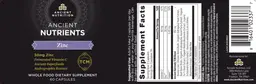 Label for Ancient Nutrients Zinc 30 mg