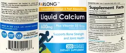 Label for Liquid Calcium 600 mg