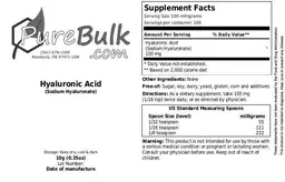 Label for Hyaluronic Acid (Sodium Hyaluronate)