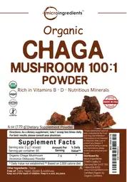 Label for Organic Chaga Mushroom 100:1 Powder