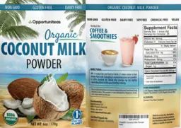 Label for Organic Coconut Milk Powder
