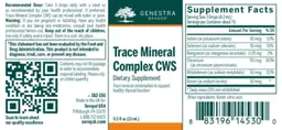 Label for Trace Mineral Complex CWS