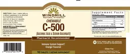 Label for Chewable C-500 Orange Flavored