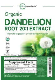 Label for Organic Dandelion Root 20:1 Extract