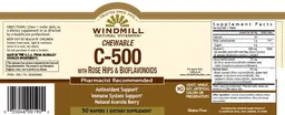 Label for Chewable C-500 with Rose Hips & Bioflavonoids