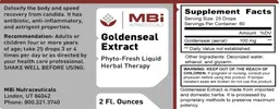 Label for Goldenseal Extract