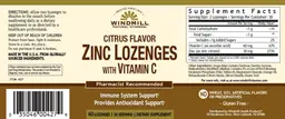 Label for Zinc Lozenges with Vitamin C Citrus Flavor
