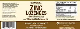 Label for Zinc Lozenges with Vitamin C & Echinacea Delicious Cherry Flavor