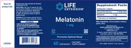 Label for Melatonin 1 mg