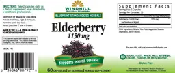 Label for Elderberry 1150 mg