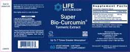 Label for Super Bio-Curcumin Turmeric Extract