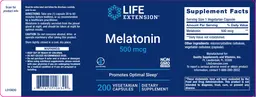 Label for Melatonin 500 mcg