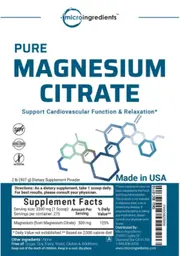 Label for Pure Magnesium Citrate