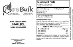 Label for Milk Thistle 80% Silybin 30%