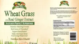 Label for Wheat Grass with Real Ginger Extract Lemon Flavored