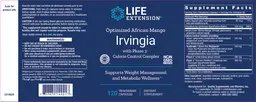 Label for Optimized African Mango Irvingia With Phase 3 Calorie Control Complex