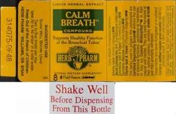 Label for Calm Breath Compound