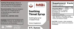 Label for Soothing Throat Syrup