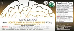 Label for Lion's Mane 8:1 Mushroom Extract Capsules 500 mg