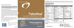 Label for PaleoMeal Natural Vanilla Flavor Unsweetened