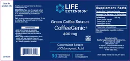 Label for Green Coffee Extract CoffeeGenic 400 mg