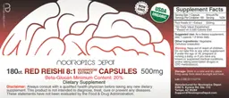 Label for Red Reishi 8:1 Mushroom Extract Capsules 500 mg