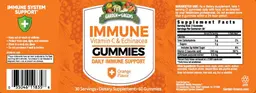 Label for Immune Gummies Orange Flavor