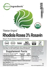 Label for Tibetan Origins Rhodiola Rosea 3% Rosavin
