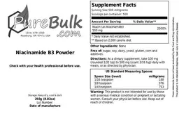 Label for Niacinamide B3 Powder