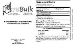 Label for Noni (Morinda Citrifolia) PE