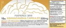 Label for Ashwagandha Capsules 500 mg