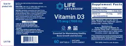 Label for Vitamin D3 175 mcg (7000 IU)