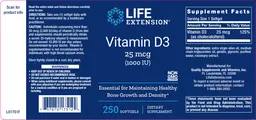 Label for Vitamin D3 25 mcg (1000 IU)