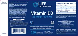 Label for Vitamin D3 25 mcg (1000 IU)