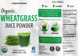 Label for Organic Wheatgrass Juice Powder