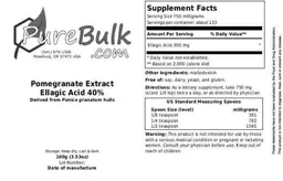 Label for Pomegranate Extract Ellagic Acid 40%