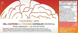 Label for Caffeine + L-Theanine Capsules 100/200 mg