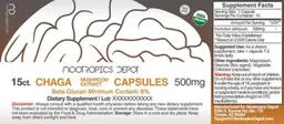 Label for Chaga Mushroom Extract Capsules 500 mg
