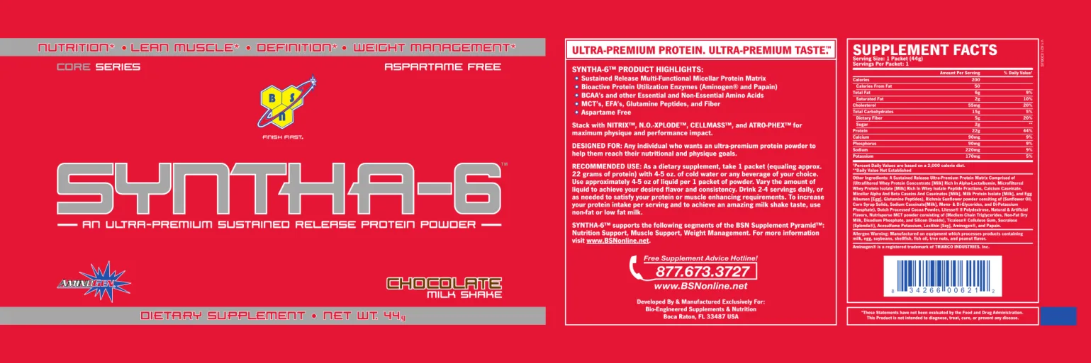 Label for Syntha-6 Chocolate Milk Shake