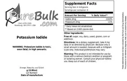 Label for Potassium Iodide
