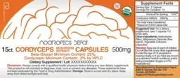 Label for Cordyceps Mushroom Extract Capsules 500 mg