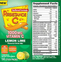 Label for Resistance C Lemon Lime Flavored Drink Mix
