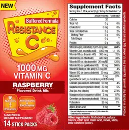 Label for Resistance C Raspberry Flavored Drink Mix
