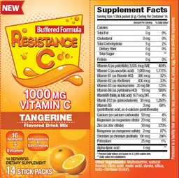 Label for Resistance C Tangerine Flavored Drink Mix