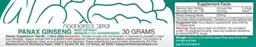 Label for Panax Ginseng Root Extract