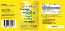 Label for Super Vitamin D 250 mcg (10,000 IU)