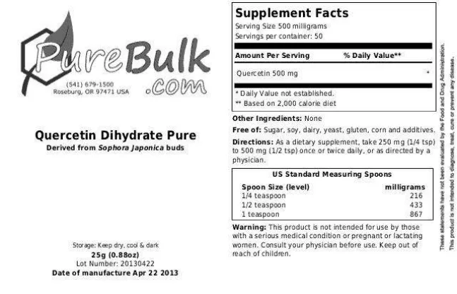 Label for Quercetin Dihydrate Pure