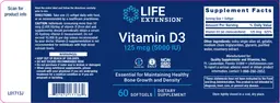 Label for Vitamin D3 125 mcg (5,000 IU)