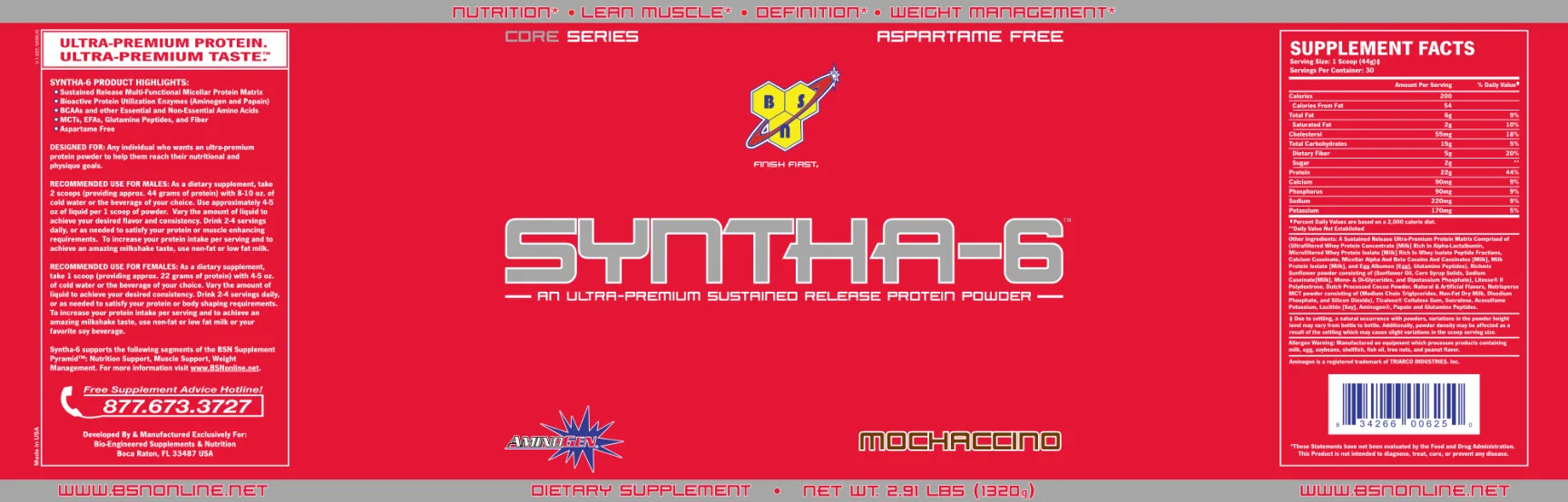 Label for Syntha-6 Mochaccino